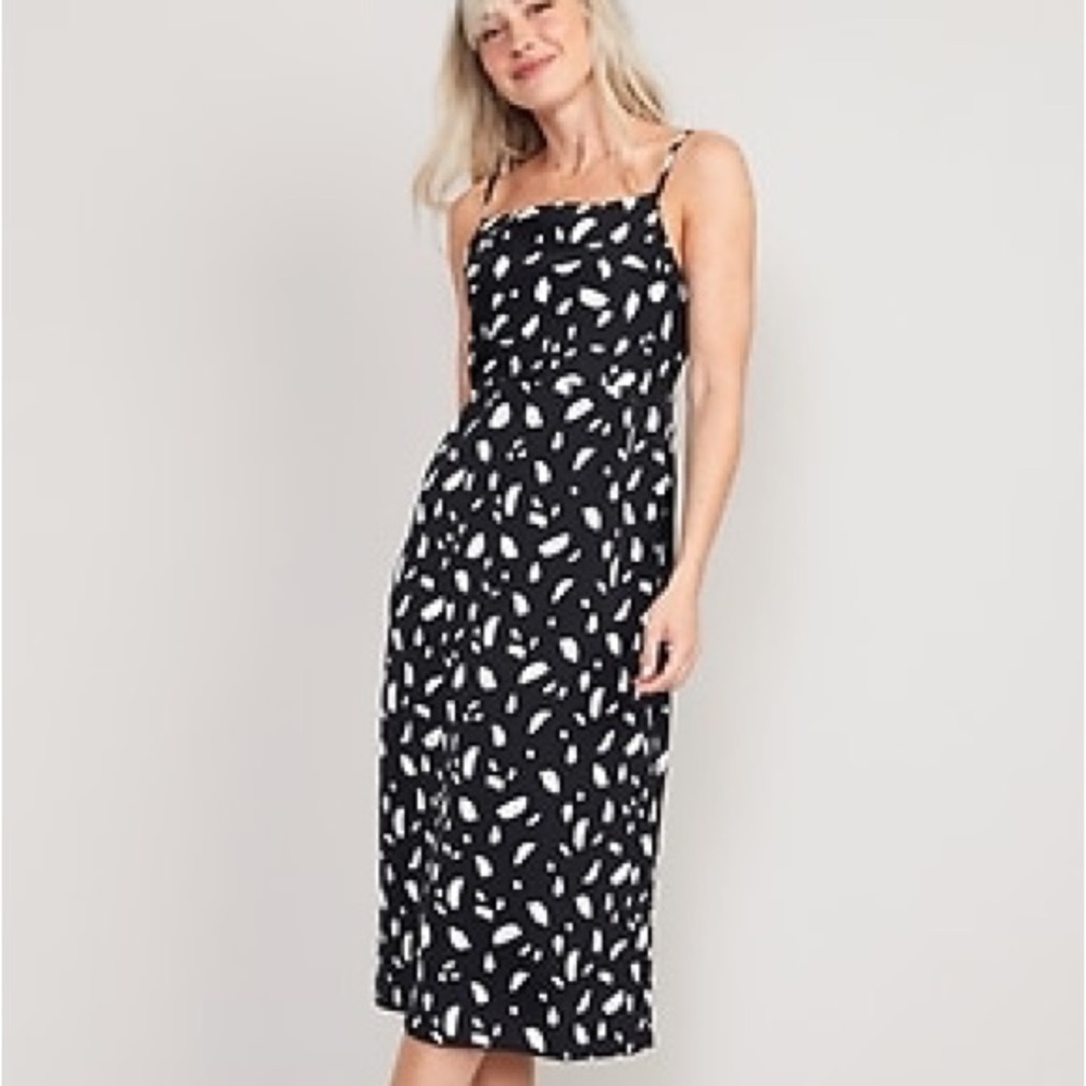 Old Navy Cowl-Neck Printed Satin Midi Slip Dress